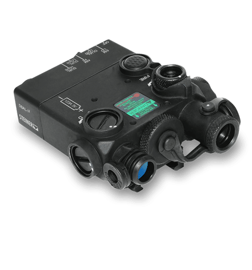 Steiner DBAL IR illuminator with 3 hours of runtime, black finish.